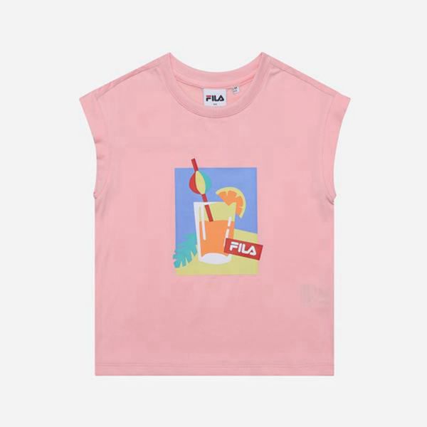 Camisetas Manga Corta Fila Niñas Rosas - Juicy Cap Sleeveless - España 186097QOZ